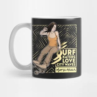 Surf skaters love city waves Mug